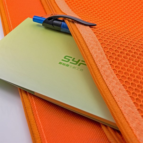 雙層拉鍊袋-牛津布材質加尼龍網格-單面單色印刷-橘色